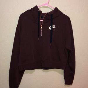 Burgundy cropped Nike air sweat shirt